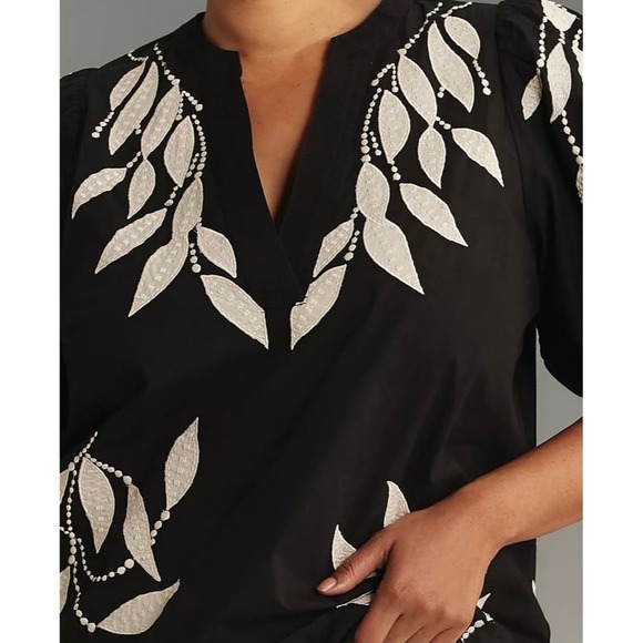 By Anthropologie Puff-Sleeve‎ Embroidered Blouse medium - Picture 10 of 10